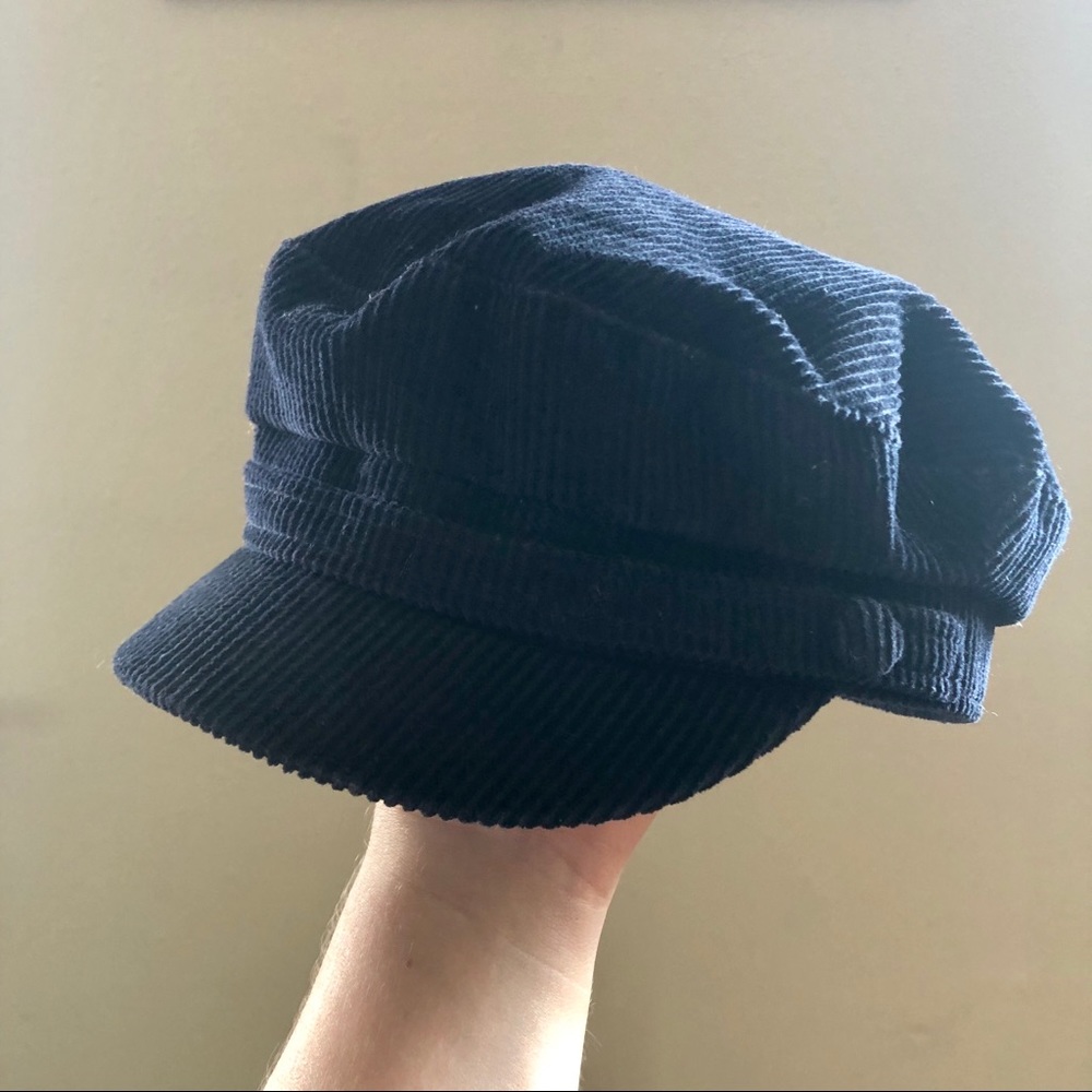 Navy Blue Corduroy Fisherman Newsboy Hat for Fall